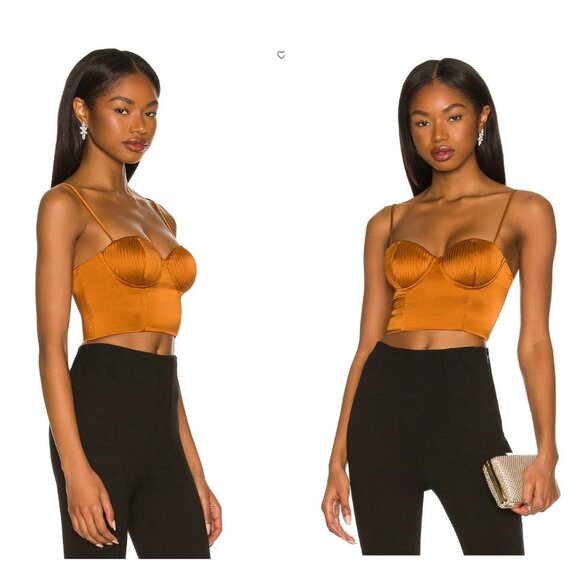 NBD Tops - NBD | NWT Archer Crop Top in Gold Size L